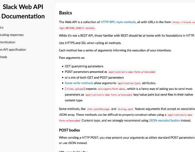 Screenshot of technical web api documentation page