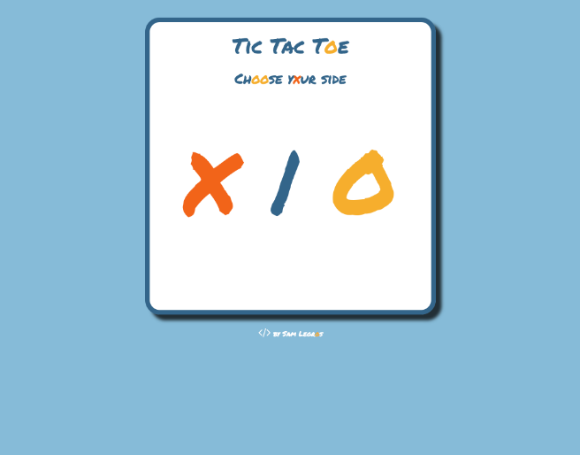 Screenshot of tic tac toe page